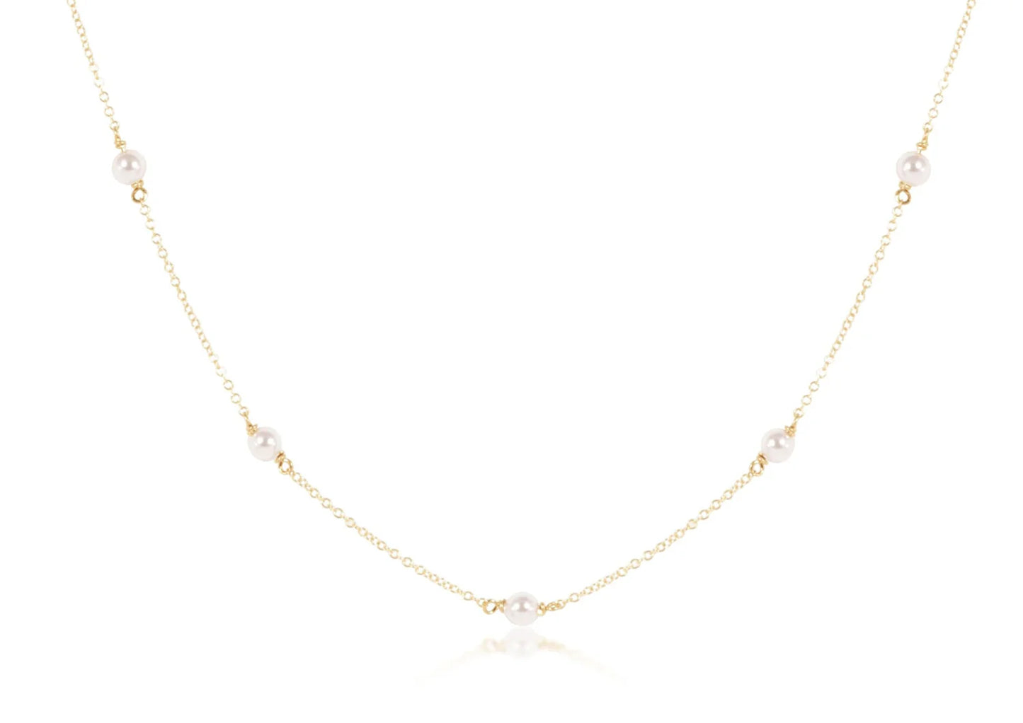 17" Choker Simplicity Gold Chain Pearl - 4mm