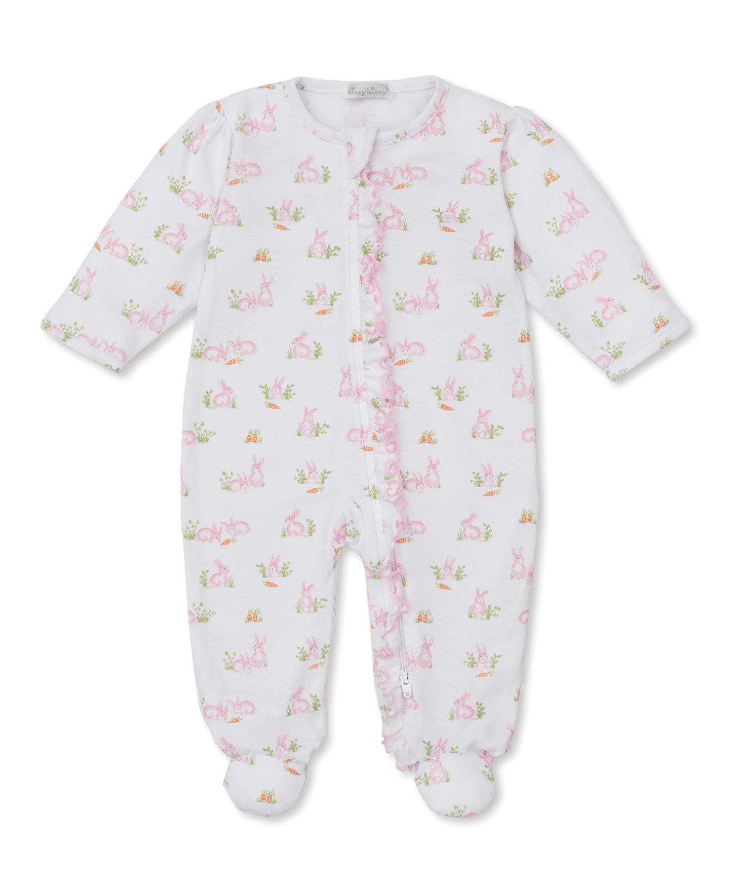 Footie w/Zip, Baby Bunny Patch, Pink