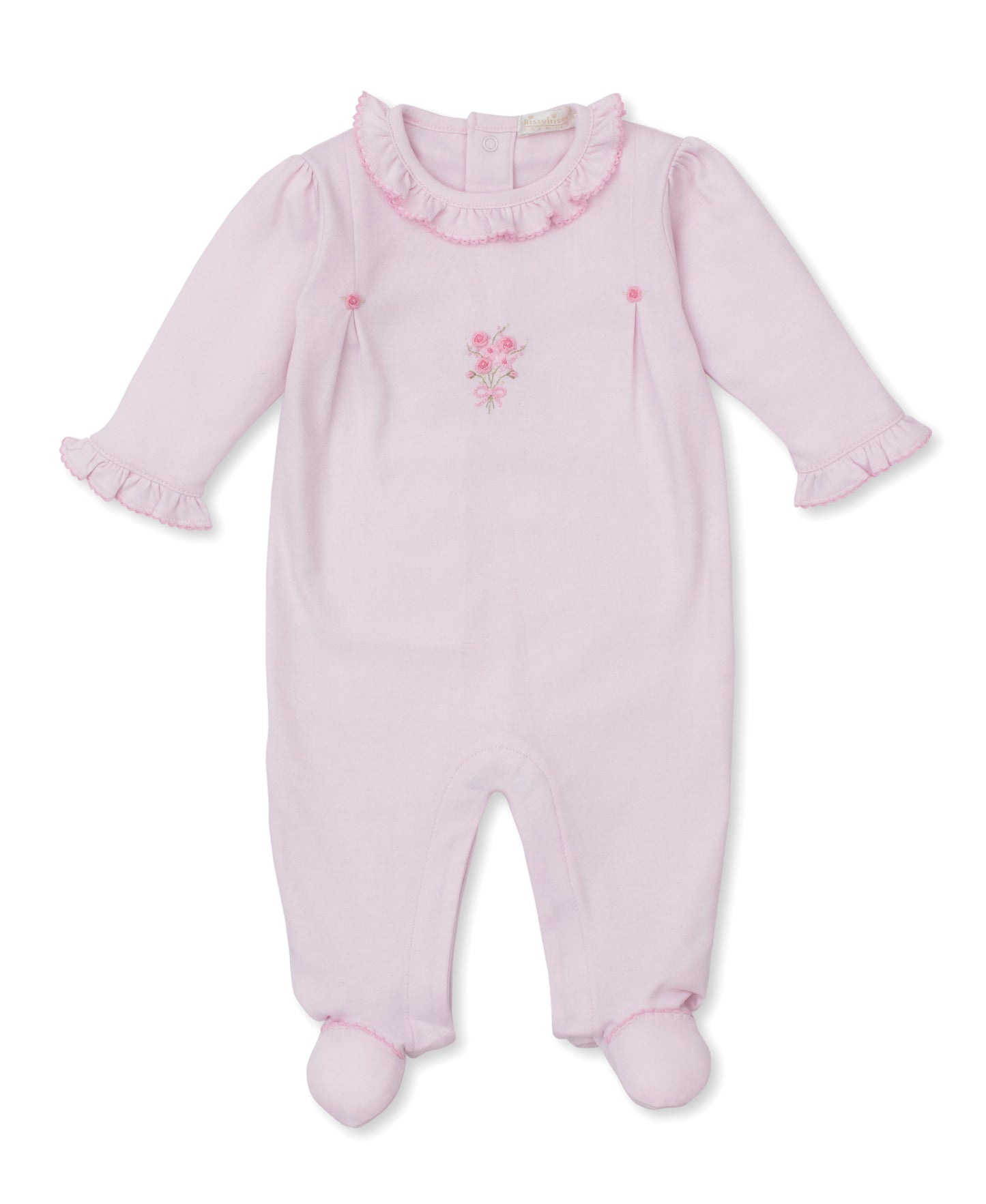 Footie w/Hand Emb., Prem. OE Rose, Pink