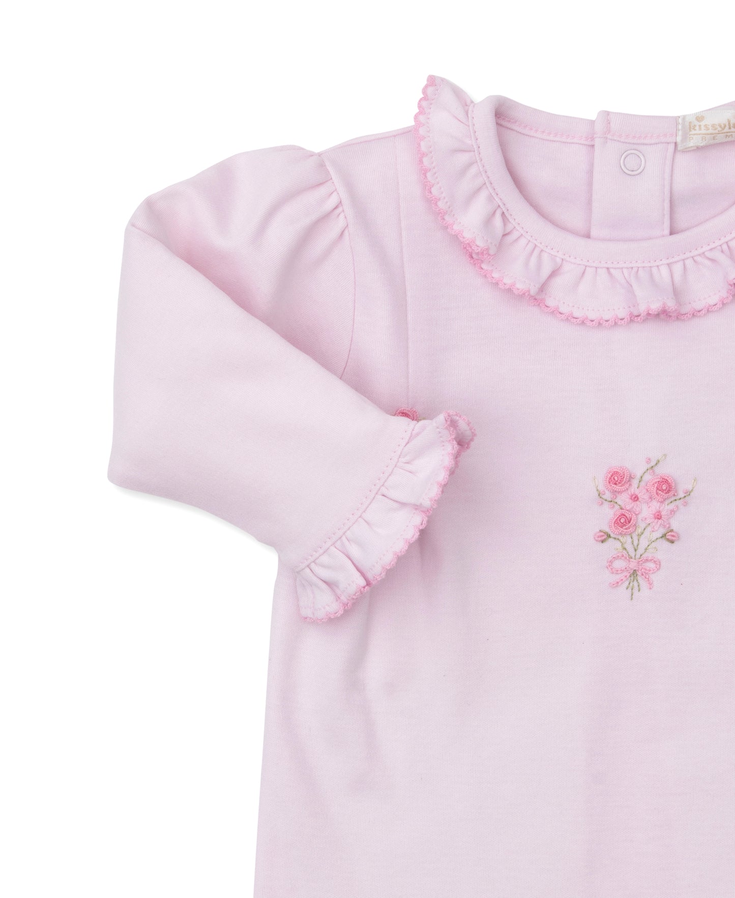 Footie w/Hand Emb., Prem. OE Rose, Pink