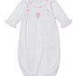 Gown w/Hand Emb., Prem. OE Rose, White/Pink