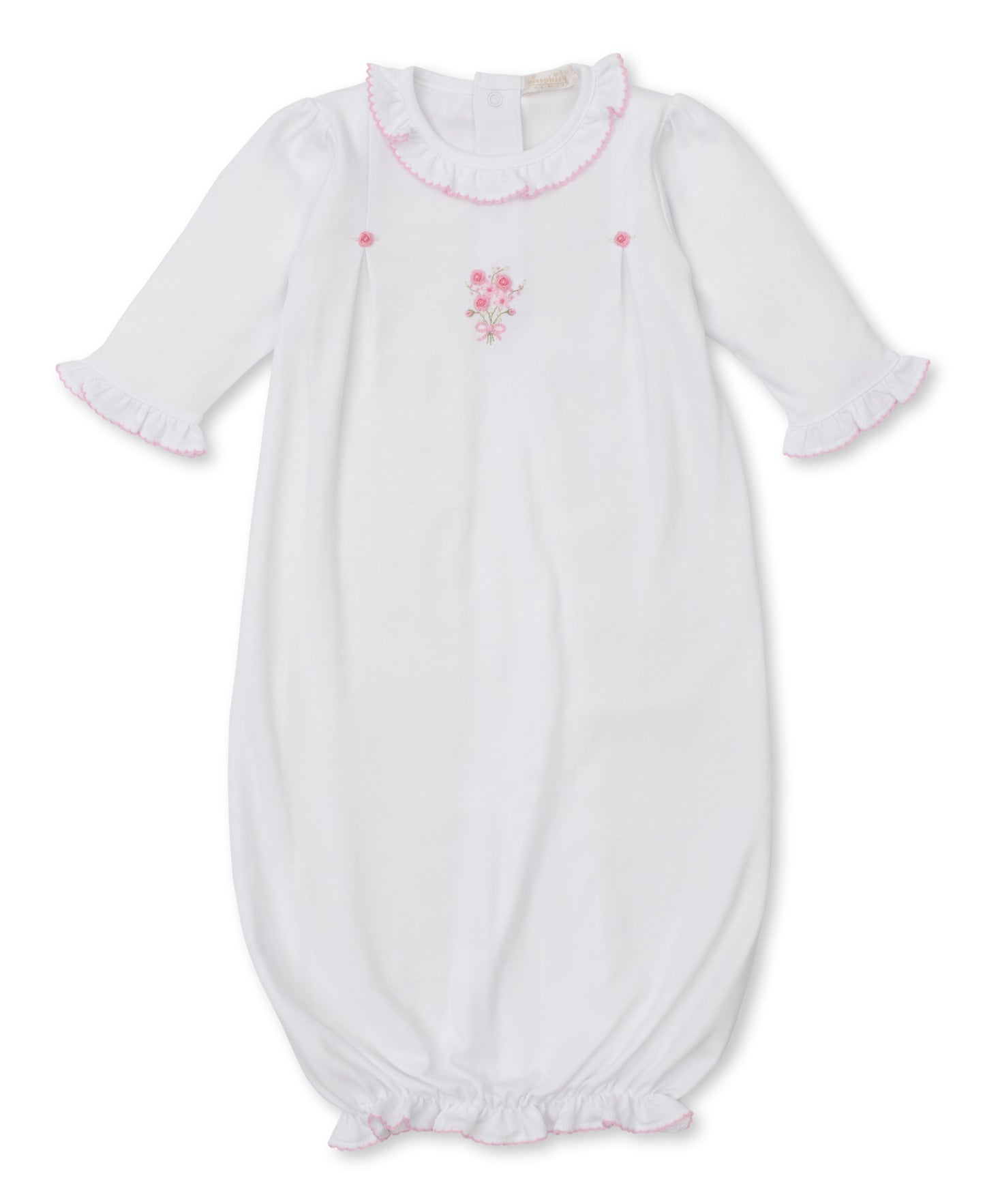Gown w/Hand Emb., Prem. OE Rose, White/Pink