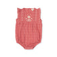 Little Flora Romper in Coral Cross Stitch