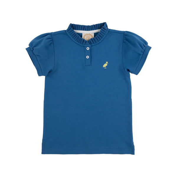 Little Miss Prim & Proper Polo, Wood Boat Blue