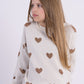 Knitted Sweater, Off White w/Hearts
