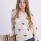 Knitted Sweater, Off White w/Hearts