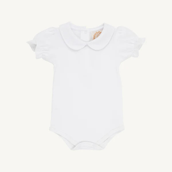 Maude's S/S Peter Pan Collar Pima Onesie, Worth Ave. White