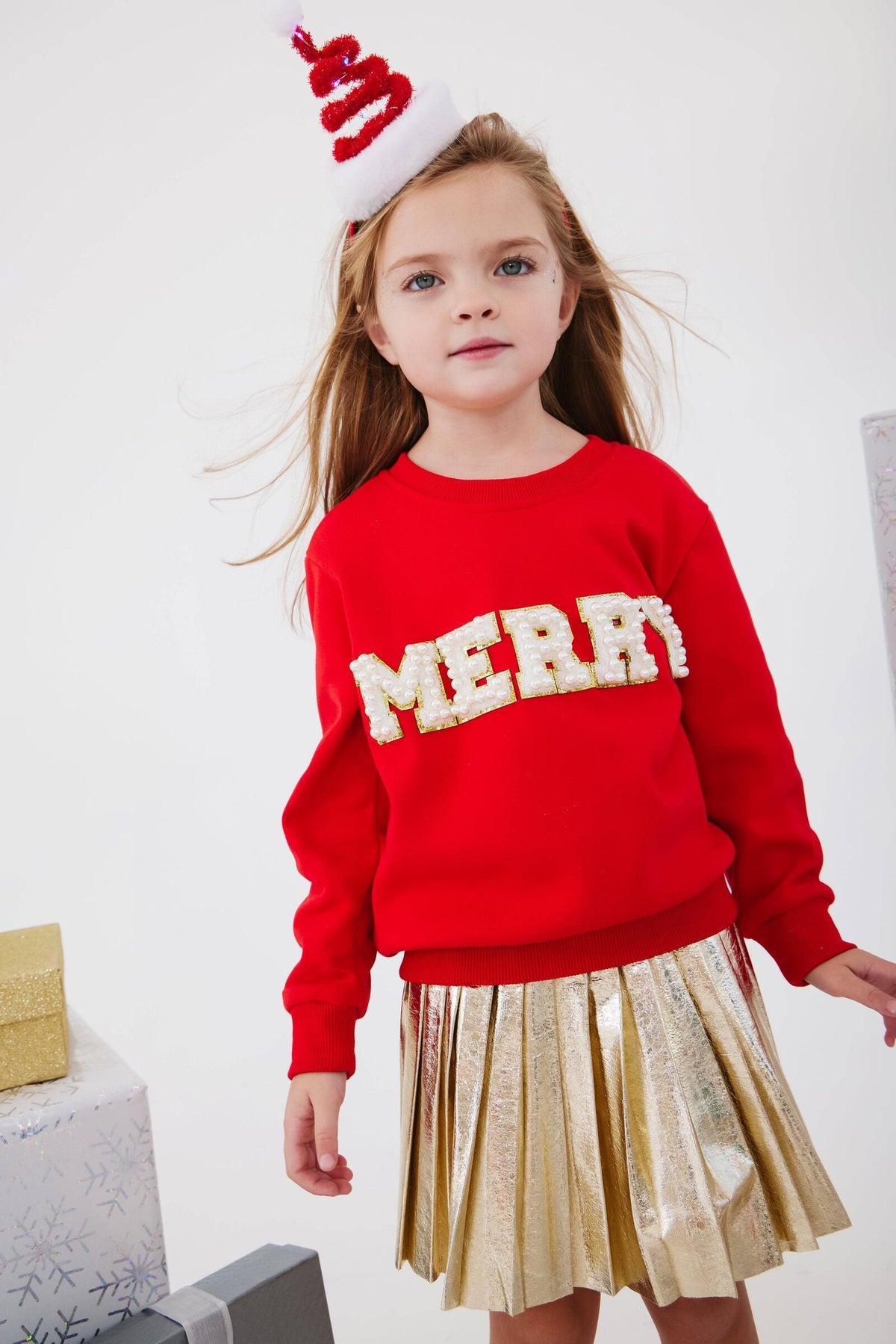 Merry Pearl Sweatshirt, Red