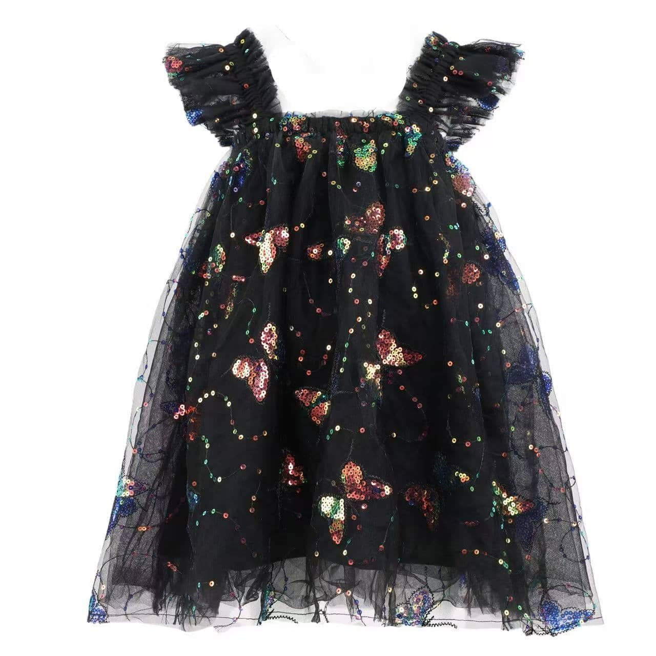 Midnight Butterfly Sequin Party Dress