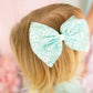 Aqua Ditsy Daisy Tulle Bow Clip