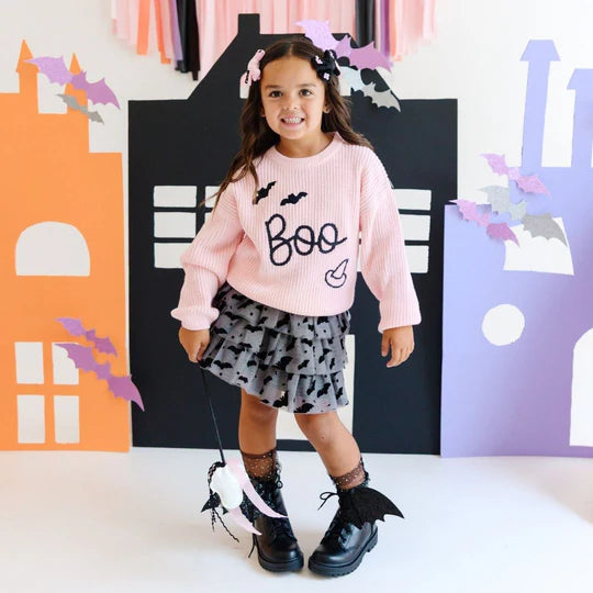Boo Bat Halloween Knit Sweater