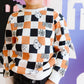 Boo Checkered Halloween Sweatshirt, Natural