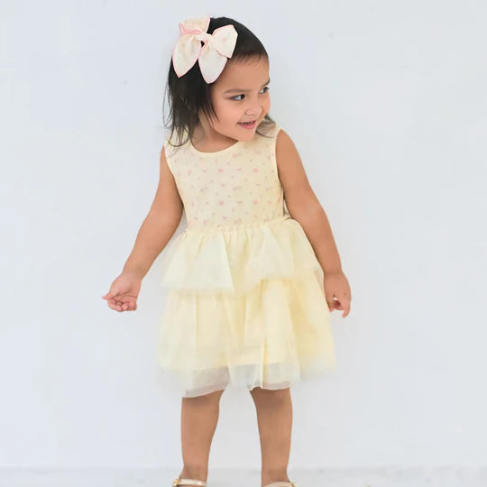 Lemon Floral Bow Clip