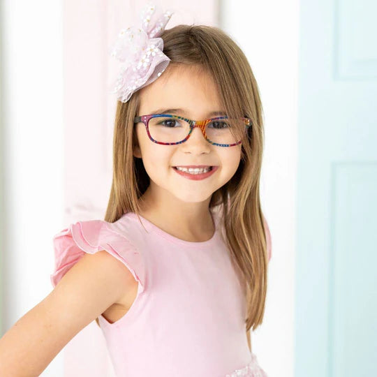 Pink Ditsy Daisy Tulle Bow Clip