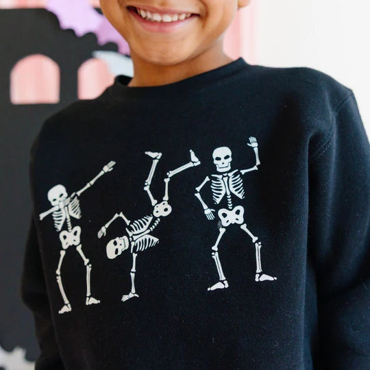 Silly Skelly Glow In The Dark Halloween Sweatshirt, Black