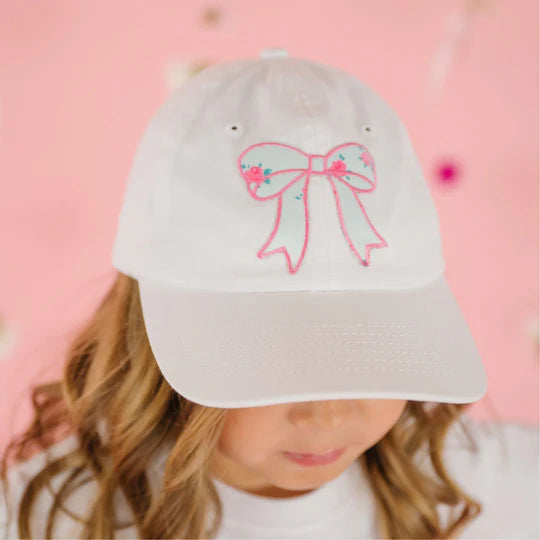 Sky Blue Floral Bow Patch Baseball Cap