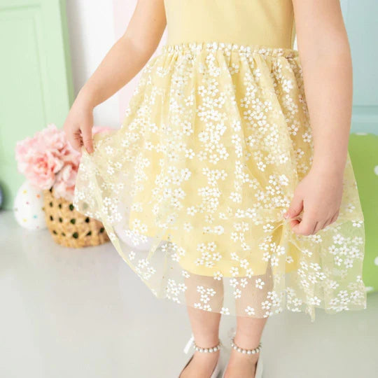 Sunshine Ditsy Daisy Tiered S/S Tutu Dress