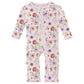 Muffin Ruffle Coverall w/2-Way Zip, Shrinking Violet Pressed Flowers