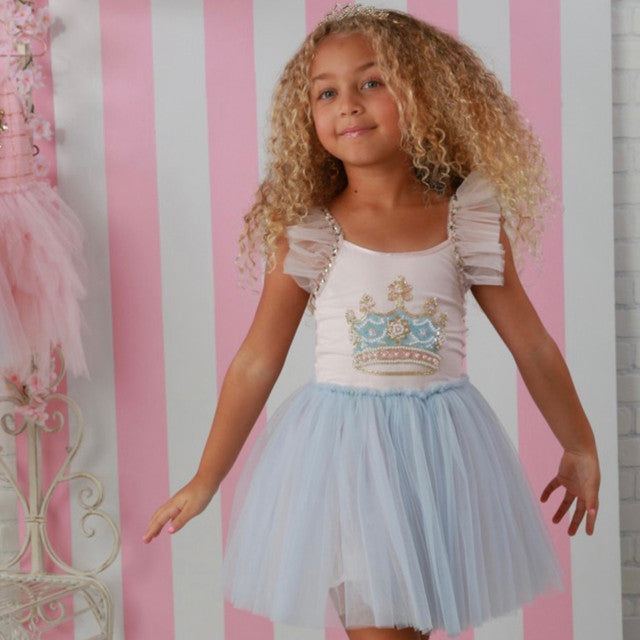 Crown Dress, Soft Pink/Sky