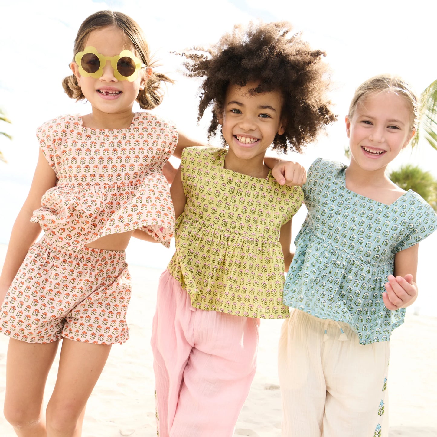 Kamari Top, Pink Prairie Block Print