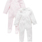 Org. Zip Footie, Pale Pink Dot