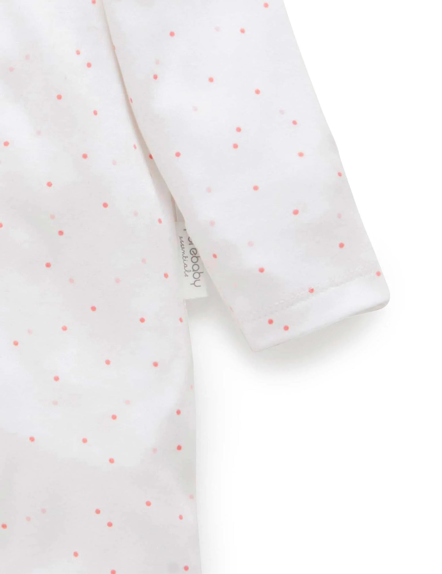 Org. Zip Footie, Pale Pink Dot