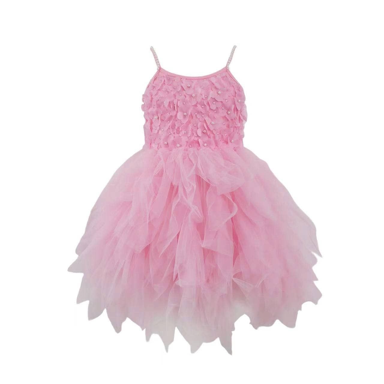 Pink 3D Flowers Tulle Dress