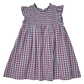 Stevie Dress, Red Light Blue Check