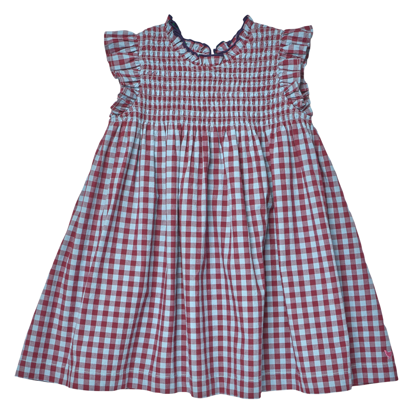 Stevie Dress, Red Light Blue Check