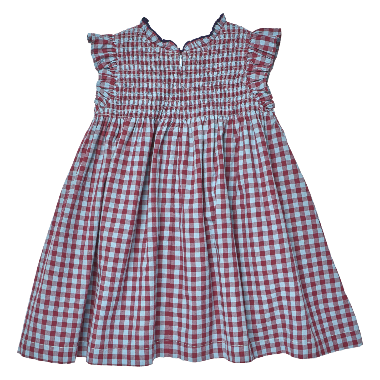 Stevie Dress, Red Light Blue Check