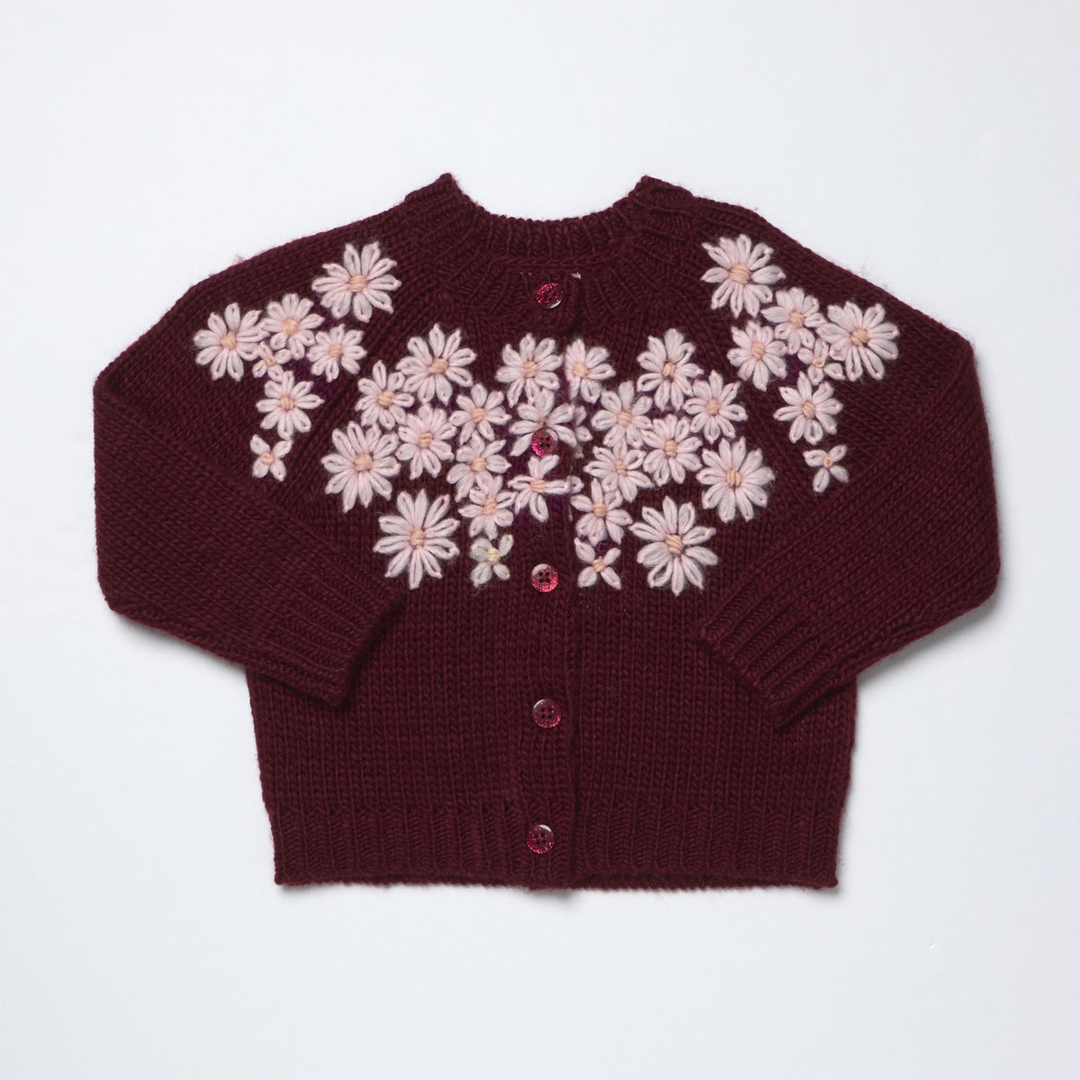 Blossom Sweater, Pink Flower Embroidery