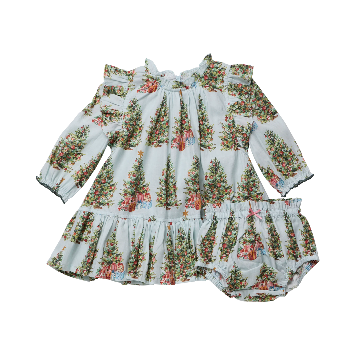 Harper Baby Dress Set, Trees and Presents