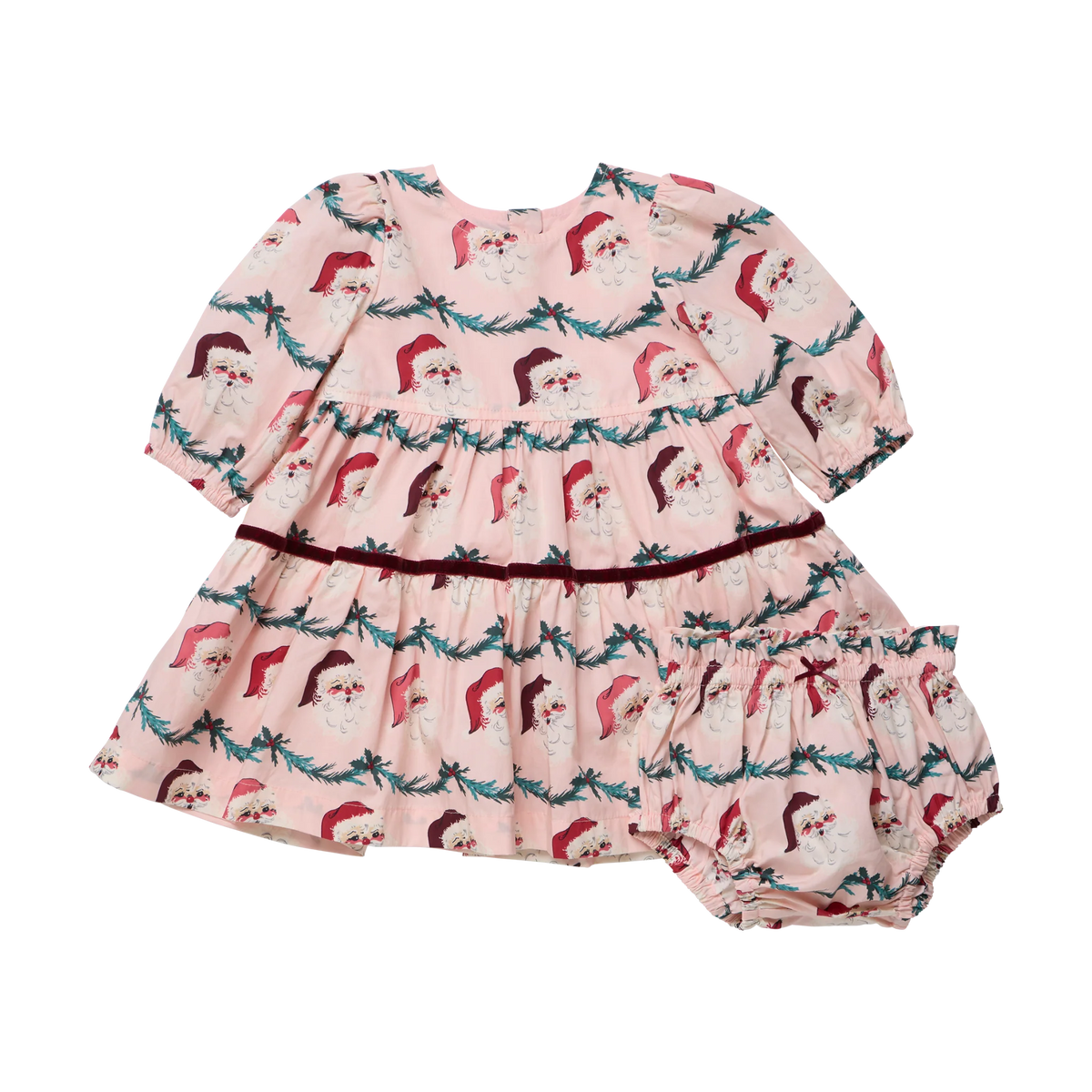Maribelle Baby Dress Set, Santa Garland