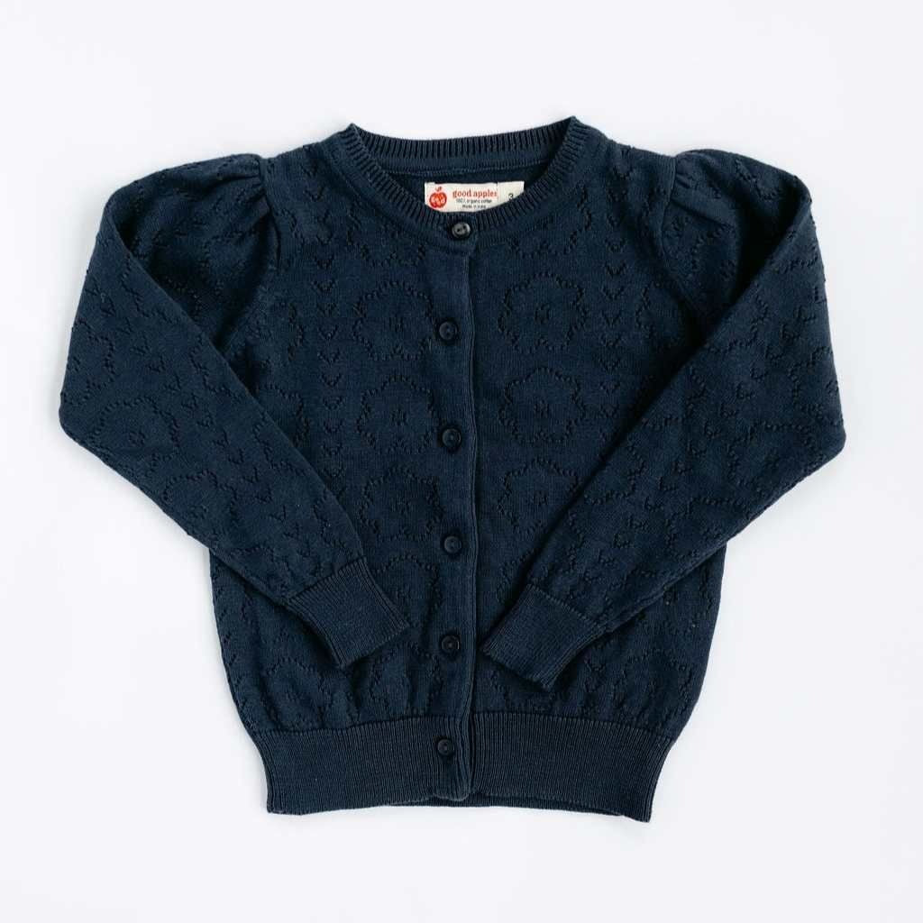 Pointelle Navy Floral Cardigan