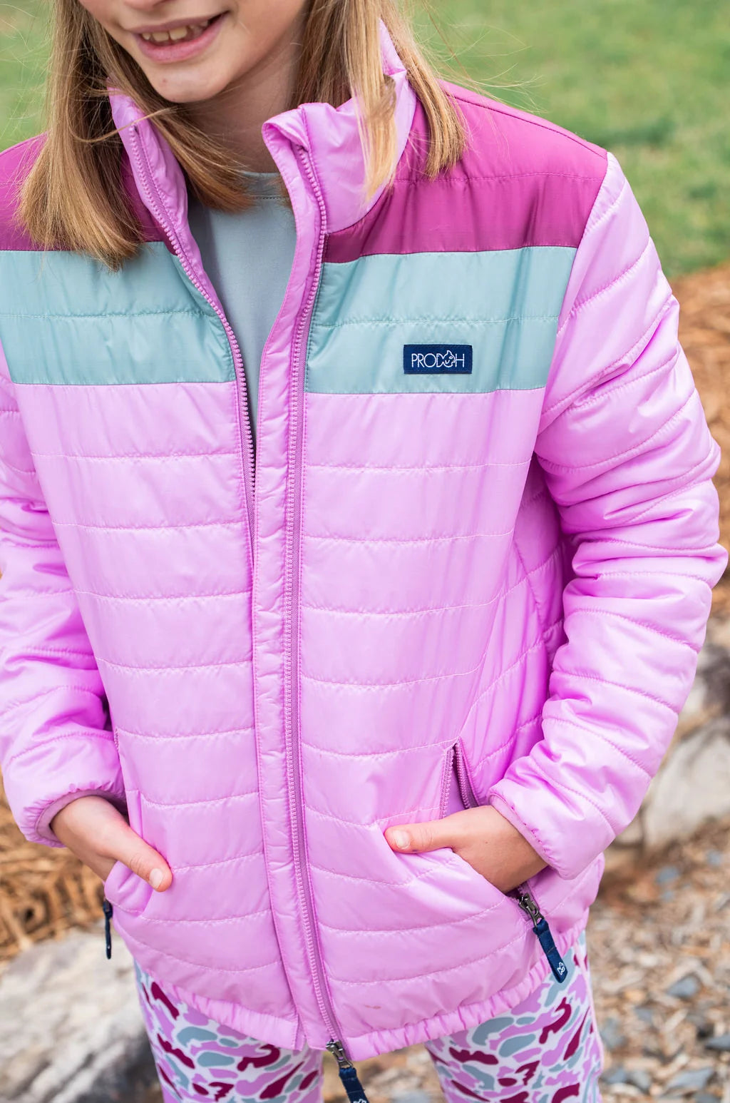 Colorblock Puffer Jacket, Orchid Purple