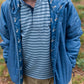 Hooded Puffer Jacket, Blue with Deer Head Printed Liner