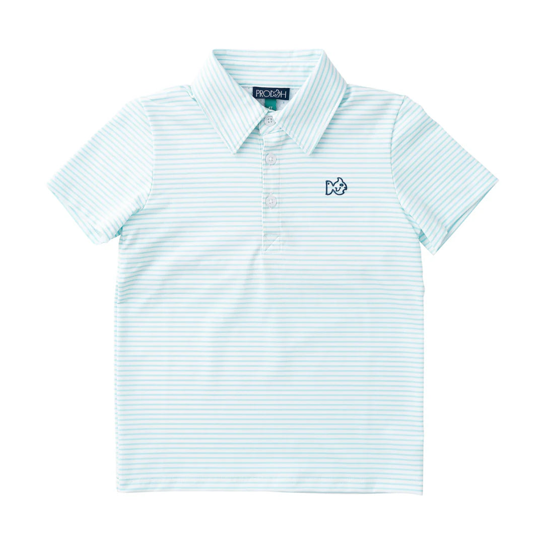 S/S Pro Performance Polo, Aruba Blue Stripe