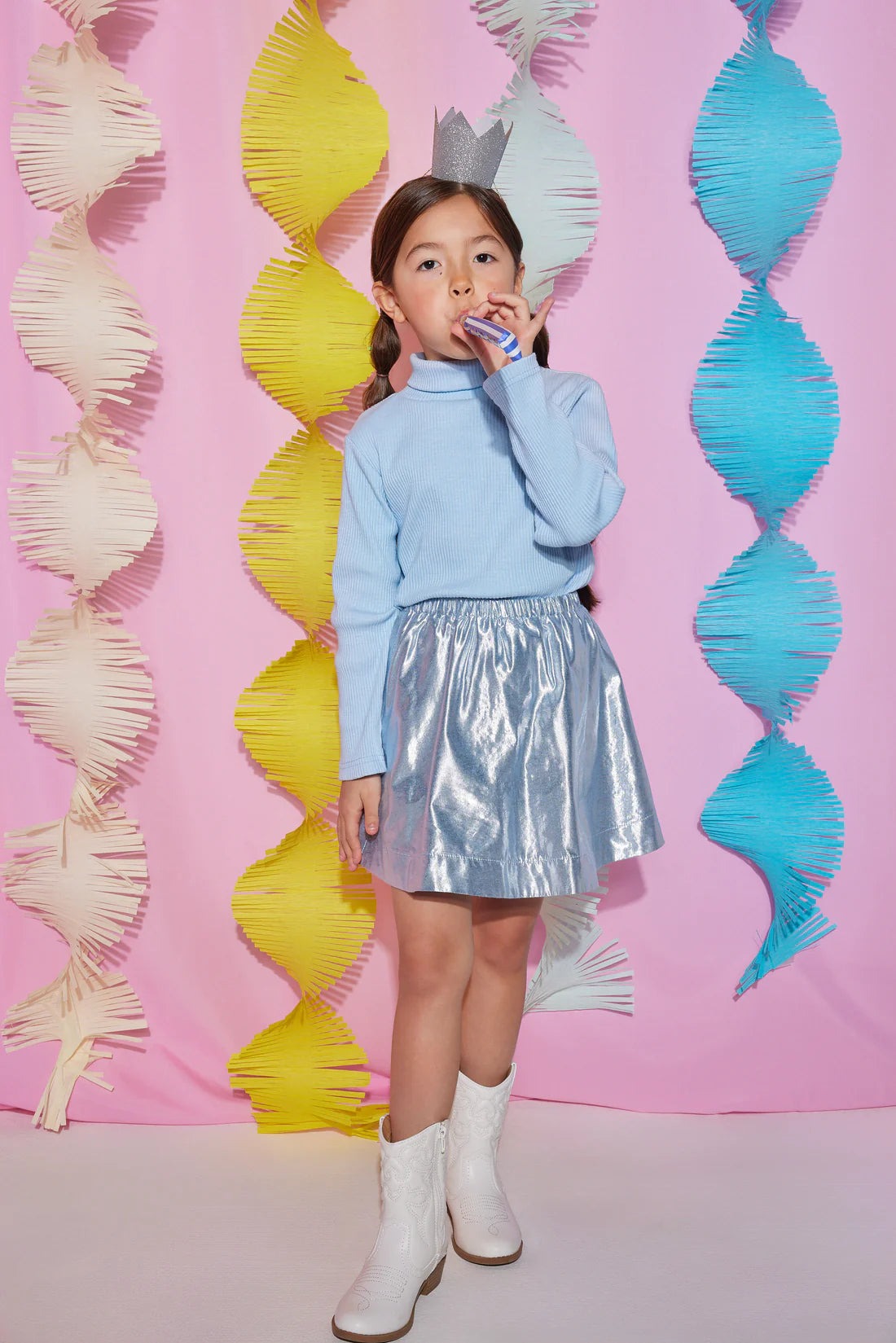 Ribbed Turtleneck, Ice Blue