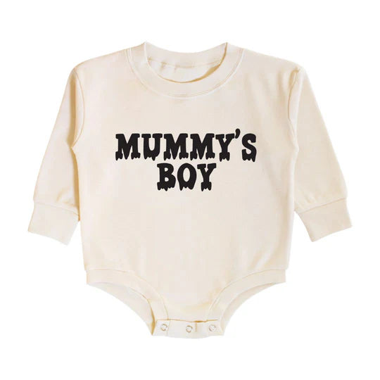Mummy's Boy Halloween L/S Romper, Natural