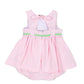 Check Seersucker Skirted Romper w/Flowers