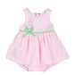 Check Seersucker Skirted Romper w/Flowers