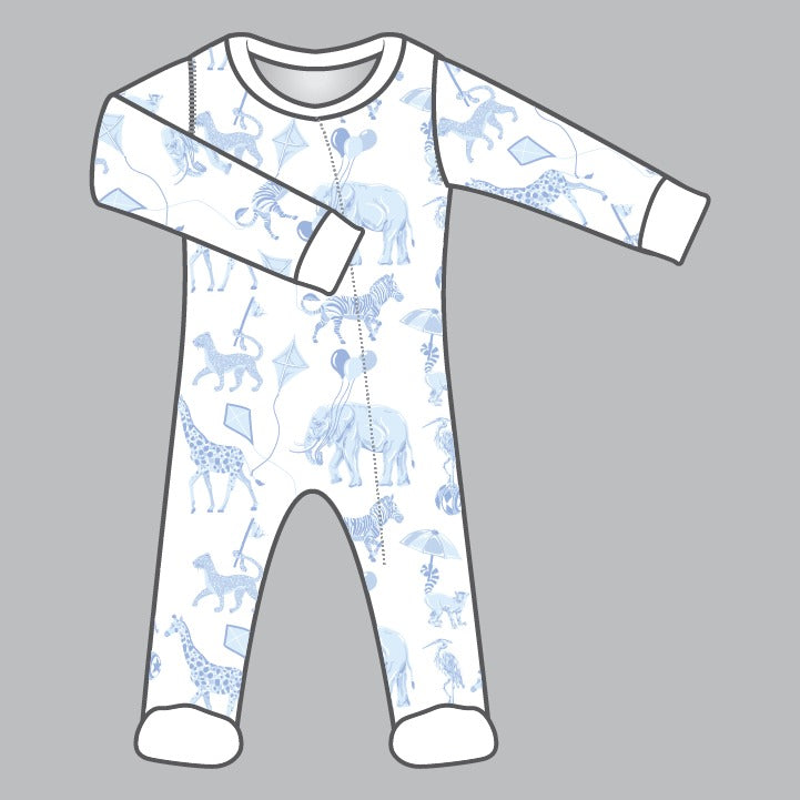 Zipper Footie, Safari Blue