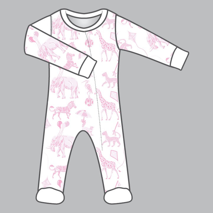 Zipper Footie, Safari Pink