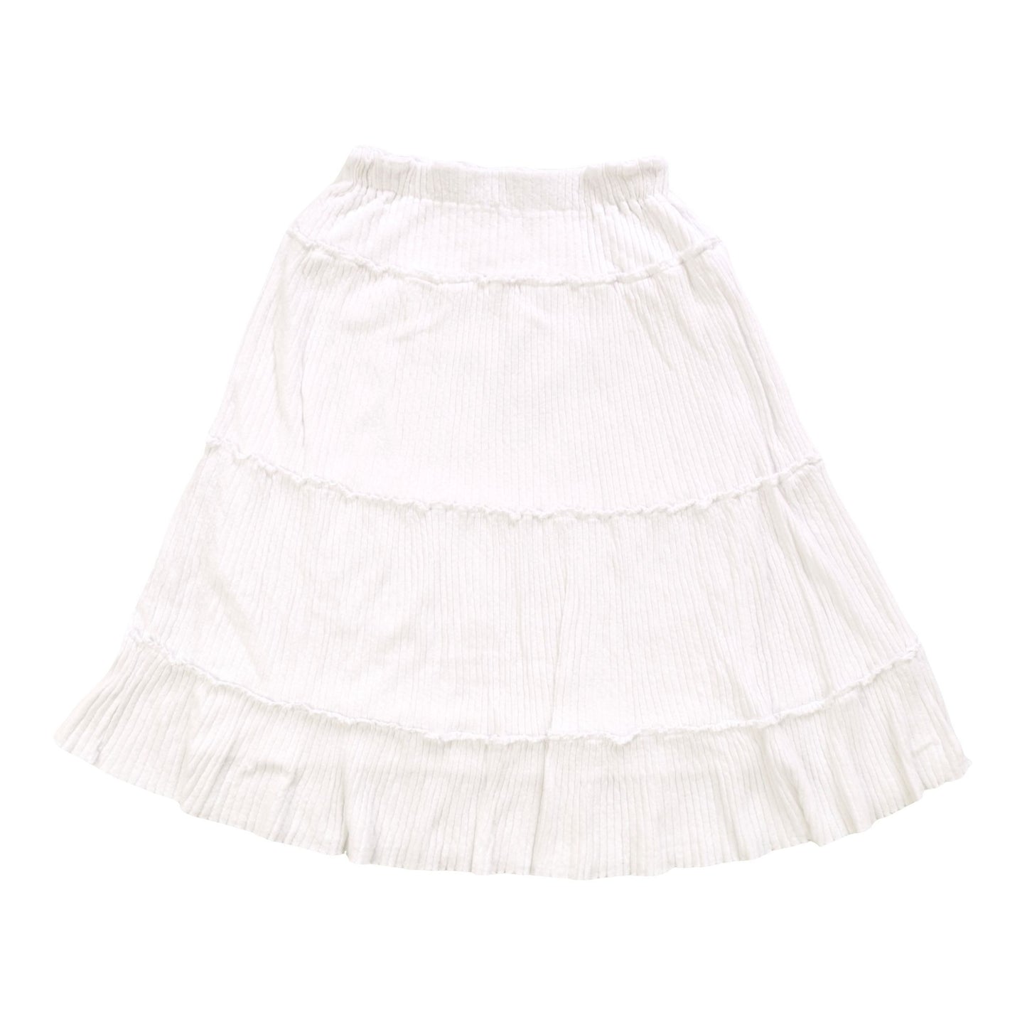4-Tiered Long Skirt, White
