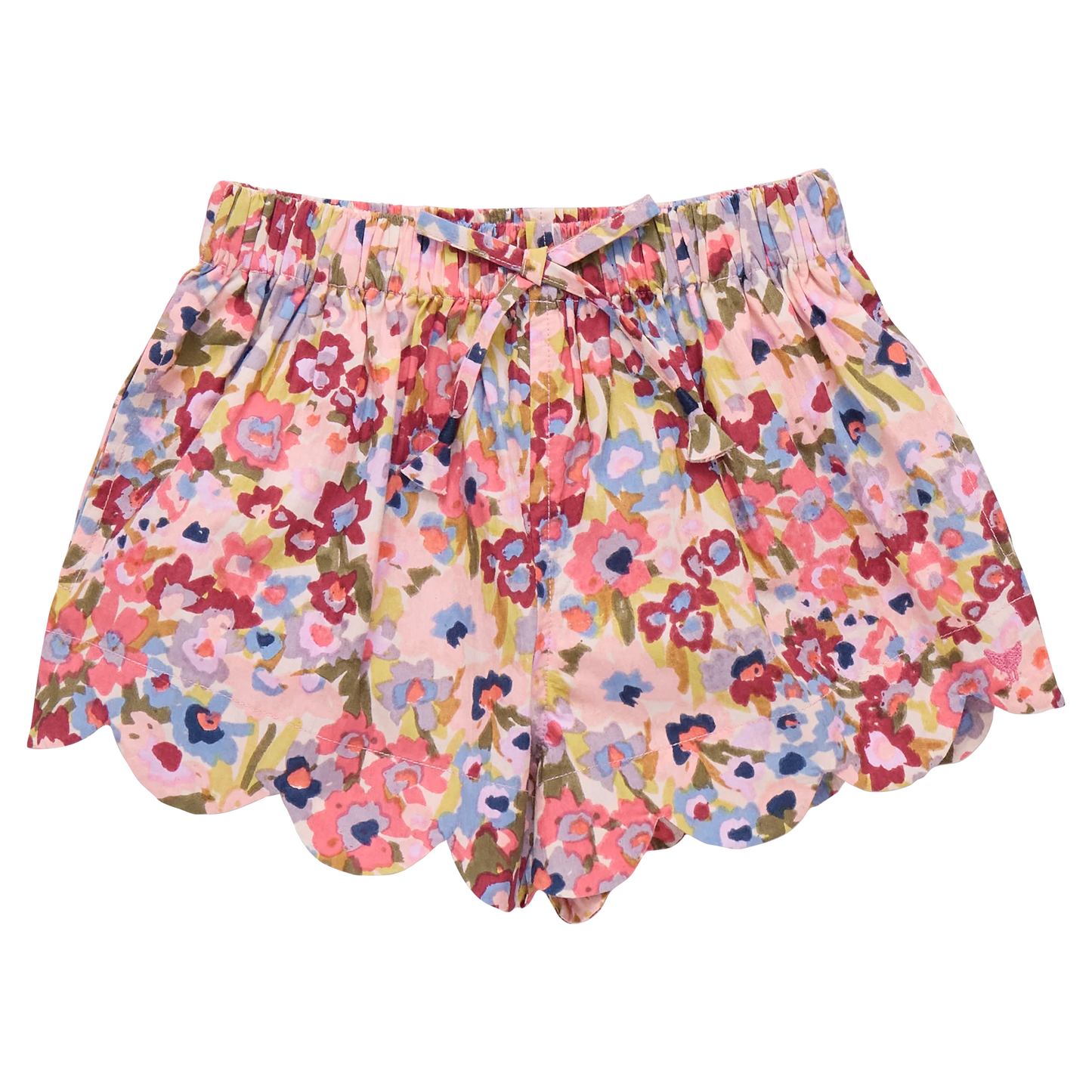 Scallop Short, Burgundy Sketched Floral