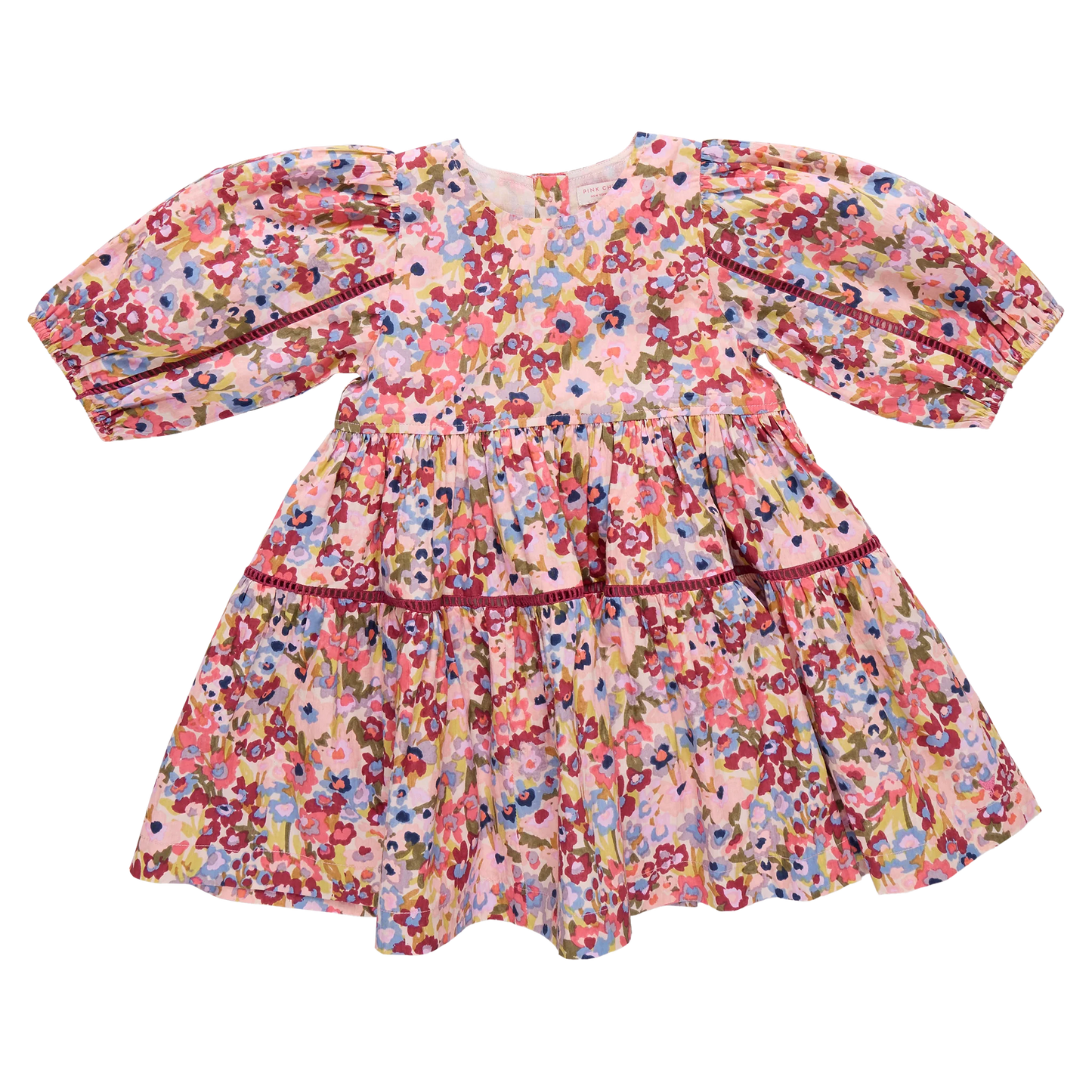 Maribelle Dress, Burgundy Sketched Floral