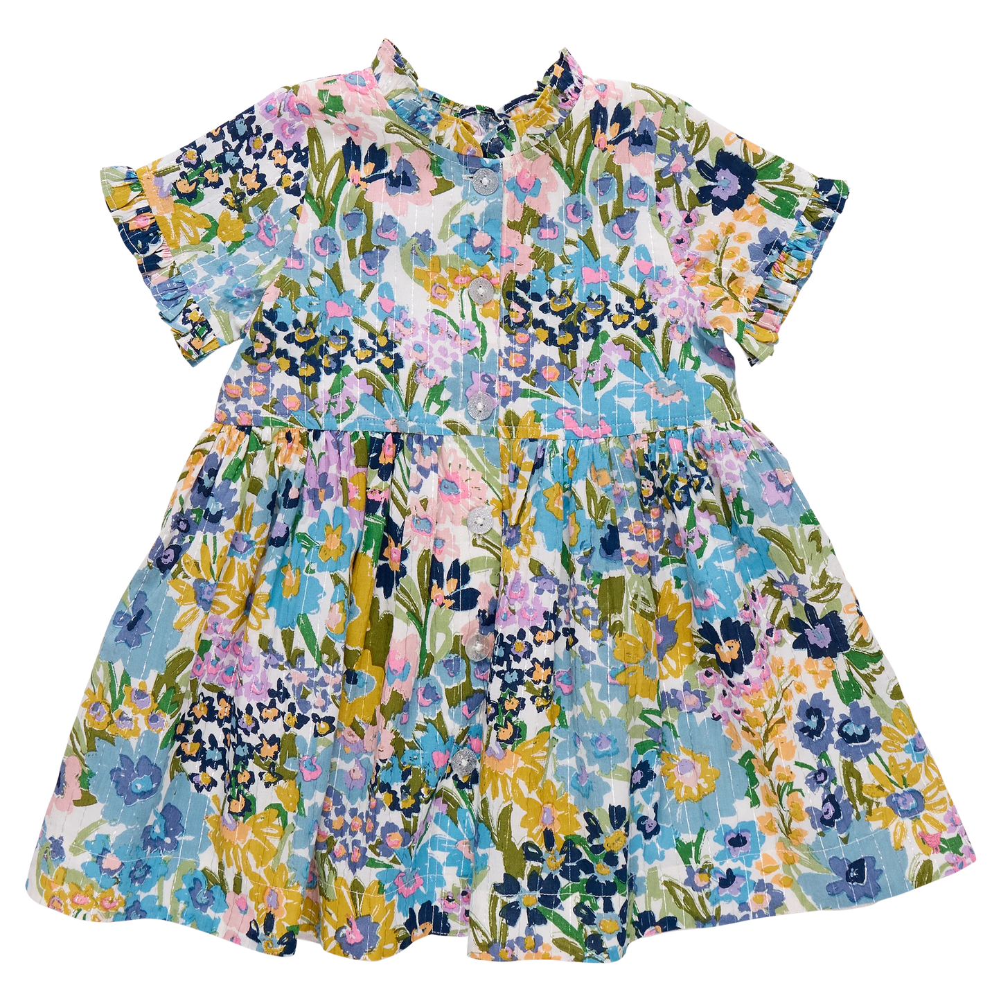 Autumn Dress, Blue Large Sketched Floral