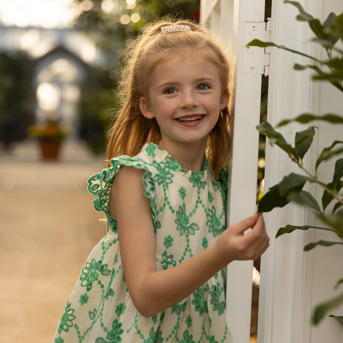 Cynthia Dress, Kelly Green Eyelet