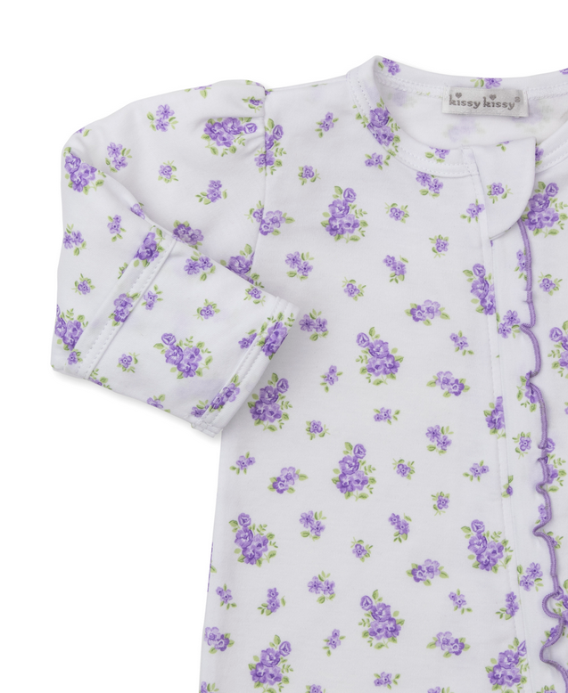 Footie w/zip, Roses and Blooms, Lilac