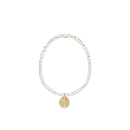 Classic Pearl 3mm Bead Bracelet - Inspire Small Gold Charm